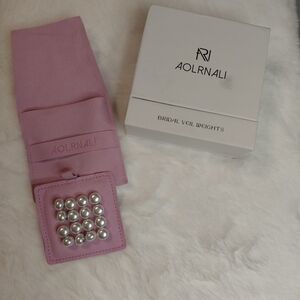 NWT Aolrnali Pearl Bridal Veil Weights 32 Pouch Box Wedding
